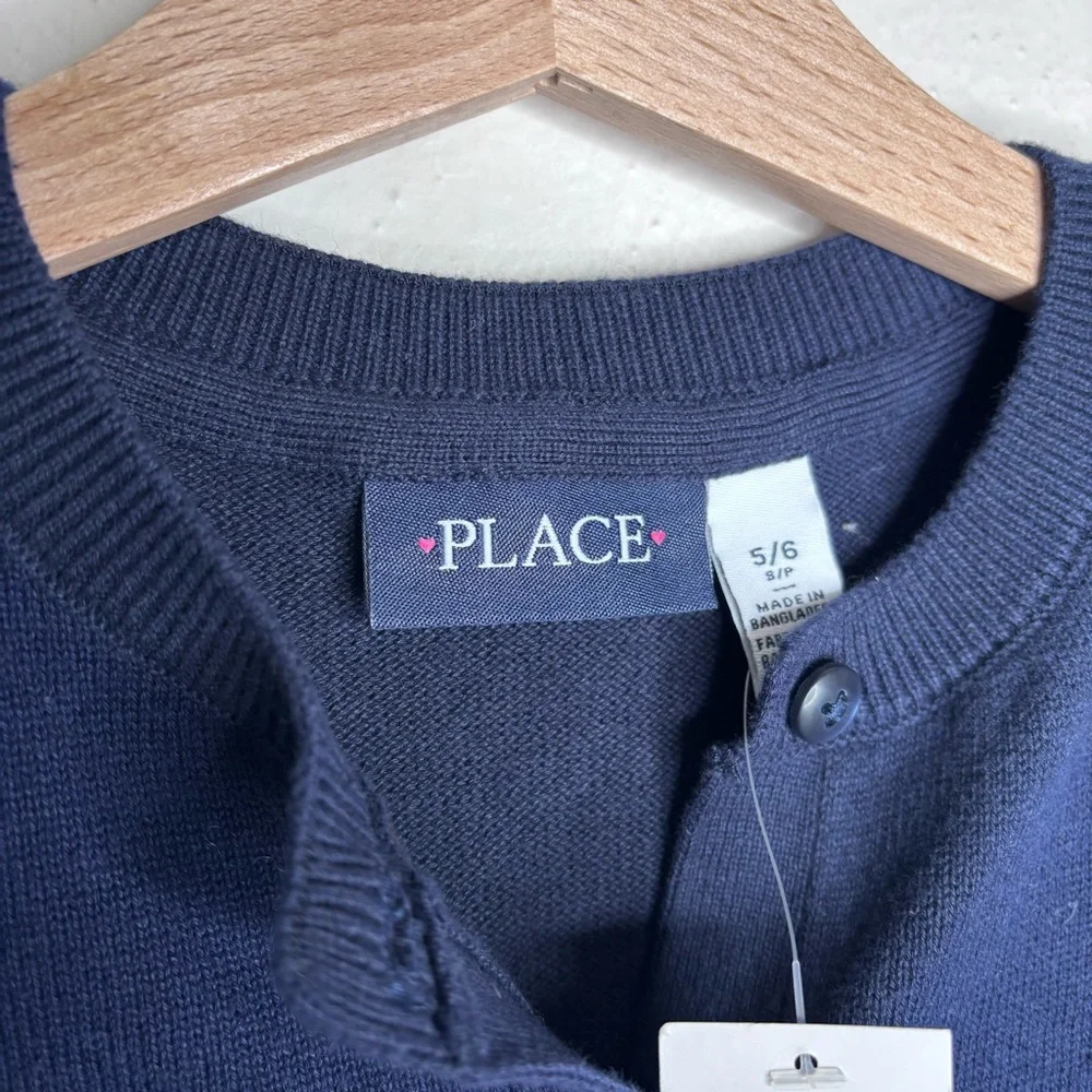 The Children’s Place Navy Button Front Crewneck Cardigan Size 4 NWT